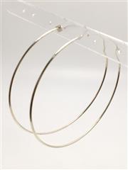 .925 Silver Large Thin Hoop Earrings 3-1/2
